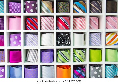 Colorful Tie Collection In The Men's Shop