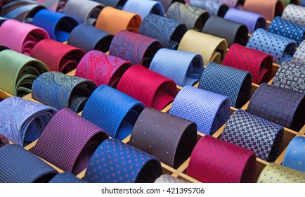 Colorful Tie Collection In The Men's Shop