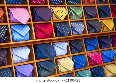 Colorful Tie Collection In The Men's Shop