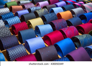 Colorful Tie Collection In The Men's Shop