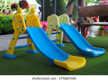 Colorful Toddler Slide Large Kids On Green Grass , Sliders And Climbers Indoor/Outdoor For Children , Playground Plastic Climber 