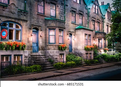 Colorful Townhouses In Old Quebec City. 