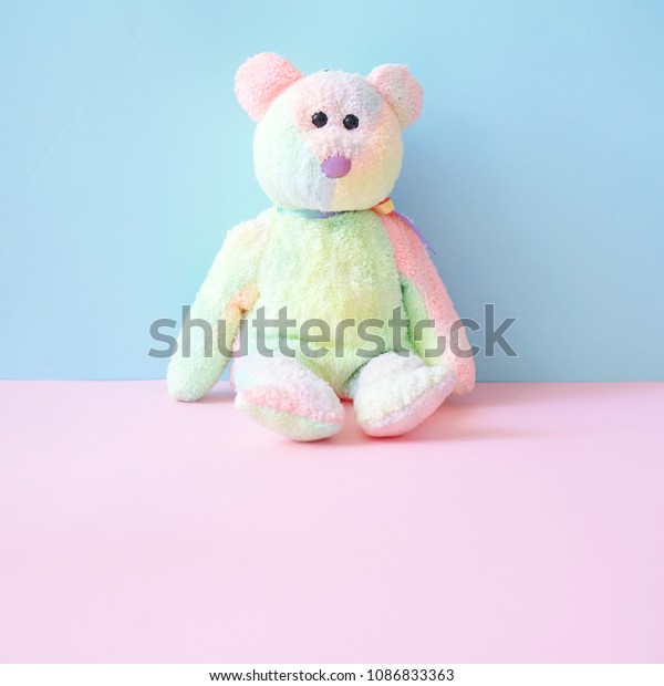 pastel rainbow teddy bear