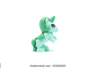 Colorful Toy Unicorn Isolated On White Background