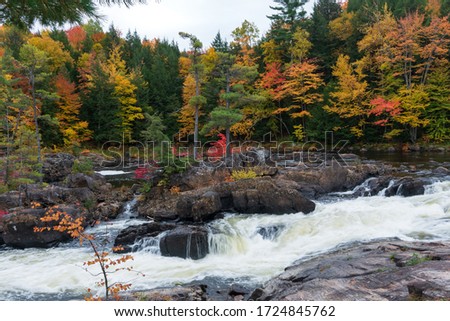 Colorful Trees waterfall Autumn in Parc des Chutes Dorwin, Rawdon 