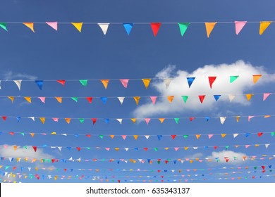 Colorful Triangle Flag With Beautiful Sky Background