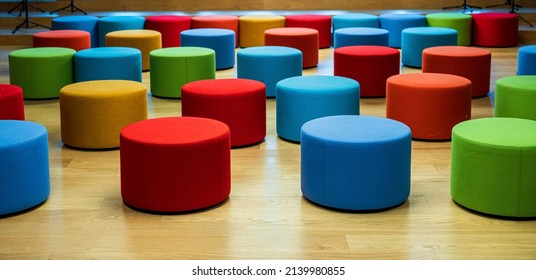 Colorful Tufted Round Ottoman Background