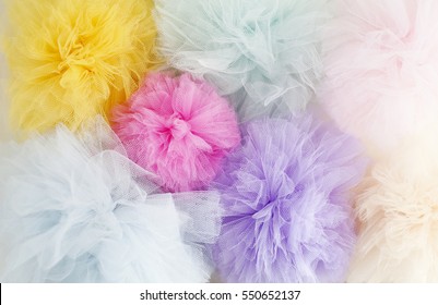 Colorful Tulle Pom Poms