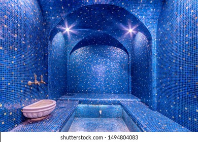 Colorful Turkish Bath Interior. Luxurious Steam Bath - Hamam (hammam).