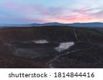 A colorful twilight above a cinder cone Amboy Crater in California