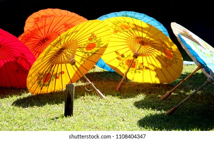 Colorful Umbrellas Are  Indigenous Handicrafts In Thailand.