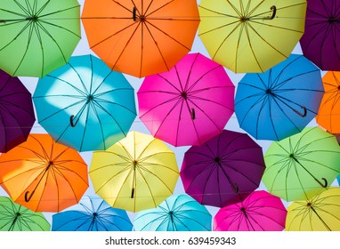 colorful umbrellas make people happy