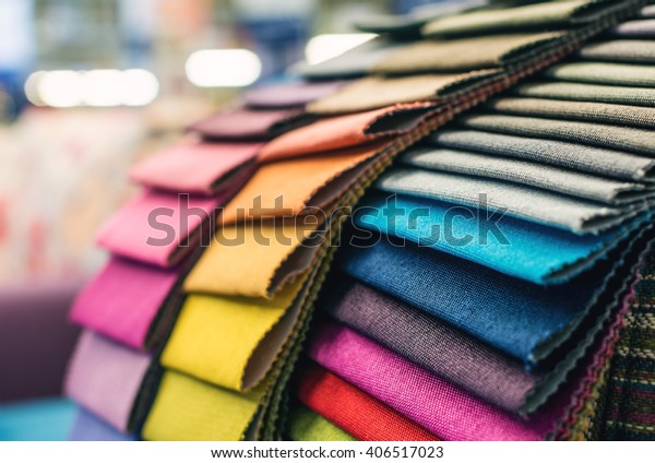 Colorful upholstery fabric samples