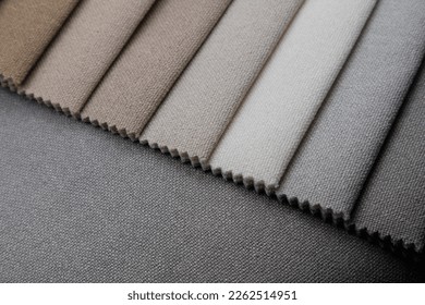 Colorful upholstery fabric samples.
Various fabric material sample.
Samples of fabrics of different quality and category for furniture upholstery. - Shutterstock ID 2262514951
