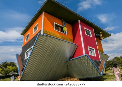 A colorful Upside down house in Hartbeespoort dam south africa