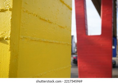 Colorful Urban Pedestrian Overpass Across Busy Road