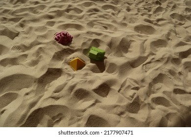 Colorful And Various Plastic Toy In The Sandpit For Children To Play All The Time Design For  Education Concept