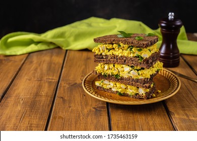 Colorful Vegan Burger Sandwich With Vegan Egg Salad