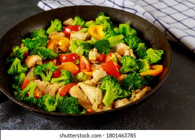 Colorful Vegetable Keto Diet Dish With Chicken Meat. Healthy Food.
