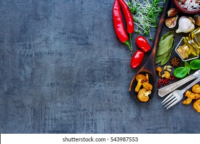 Colorful vegetables on slate vintage background. Bio Healthy food, herbs and spices for health cooking. Organic vegetables on slate. Cooking, diet or vegetarian food concept. Top view, copy space. - Powered by Shutterstock