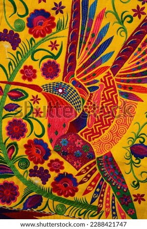 Colorful, vibrant patterned Mexican fabric for sale in Cabo San Lucas, Mexico

