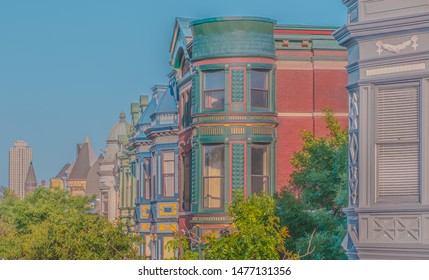 Colorful Victorian Row Homes In Chicago