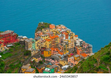 Colorful view of Manarola from above, Cinque Terre, Italy - Powered by Shutterstock