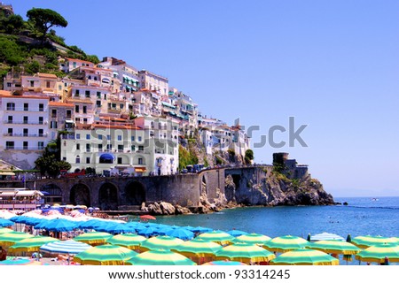 Similar – Image, Stock Photo Panoramic view over Amalfi