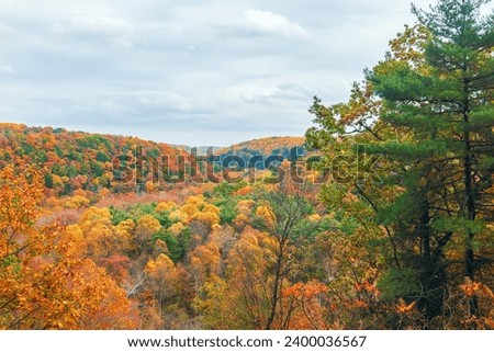 Colorful view from Vista Point on the Pleasant Hill Lake Trail. Perrysville. Ohio. USA