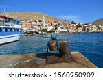 Colorful Village and Harbour Emborios (Imborios) on the greek Island of Chalki (Halki), 9 km North of Rhodes