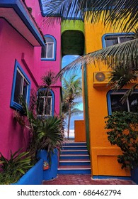 Colorful Villas In Akumal Mexico On The Beach