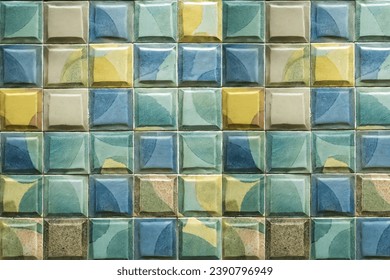 Colorful vintage ceramic tiles wall decoration. mosaic tiles, ceramic tiles wall background