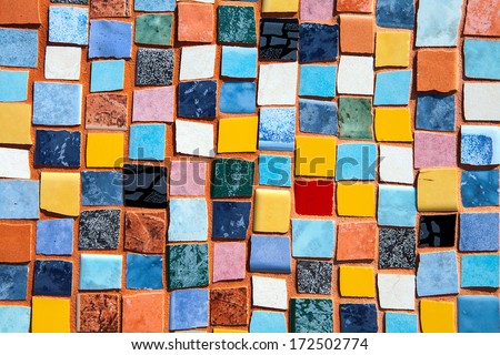 The Colorful vintage ceramic tiles wall decoration