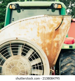 Colorful Vintage Farm Tractor Closeup