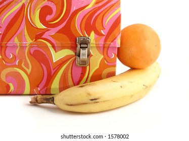 Colorful Vintage Lunchbox And Fruit