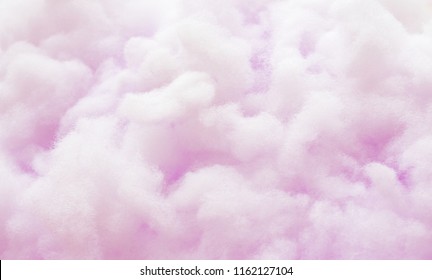 Colorful Violet Fluffy Cotton Candy Background, Soft Color Sweet Candyfloss, Blur Dessert Texture