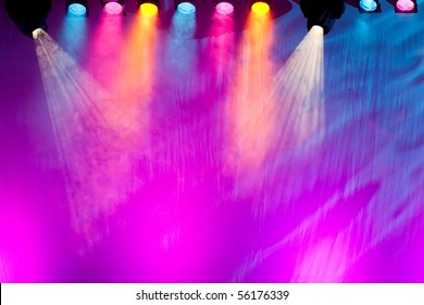 Colorful And Vivid Stage Spotlight On Stage Background