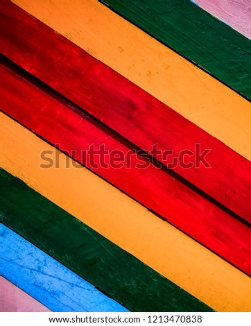 Colorful wall woodentexture background / Rainbow colors painted old wall