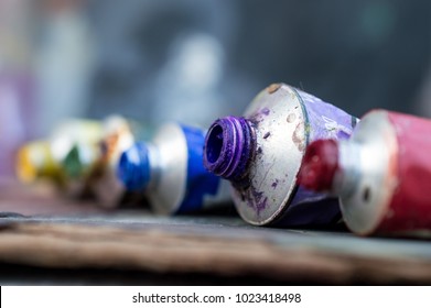 Colorful Watercolor tubes, Tempera, Oil Paints - Shutterstock ID 1023418498