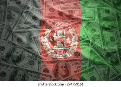 Colorful Waving Afghan Flag On A American Dollar Money Background