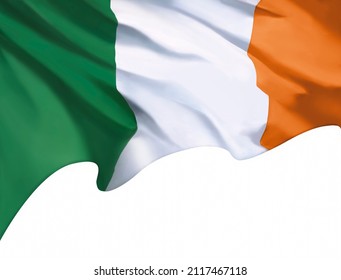 Colorful waving flag of Ireland, tricolor