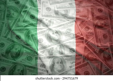 Colorful Waving Italian Flag On A American Dollar Money Background