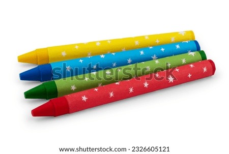Colorful wax crayons isolated on white background. clipping path 