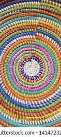 Colorful weaved basket for interior decoration - Shutterstock ID 1414723277