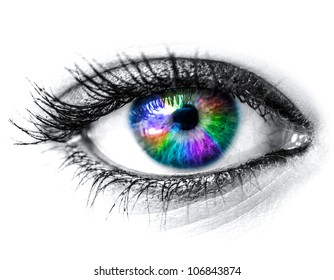 Colorful Woman Eye Macro Shot