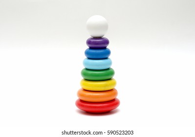 Colorful Wood Toy Pyramid White Isolated