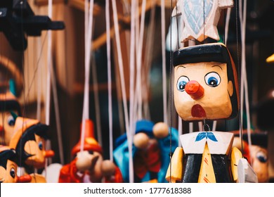Colorful Wooden Pinocchio Doll With His Long Nose