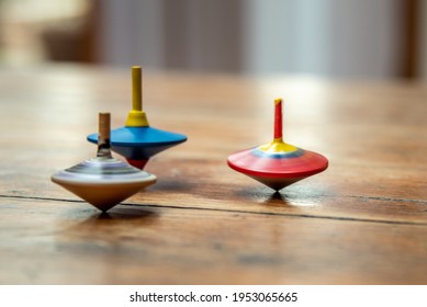 Colorful Wooden Spinning Top Toy