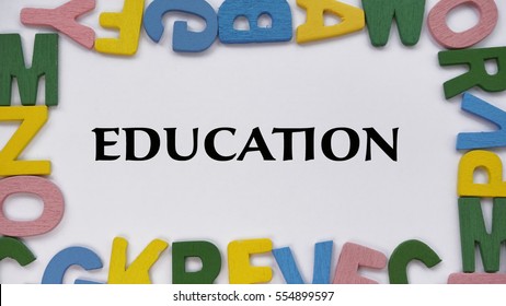 Colorful Wording Random Position Isolated On A White Background For A Pre School, Primary School, Secondary School And University.