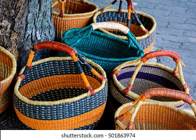 Colorful woven baskets